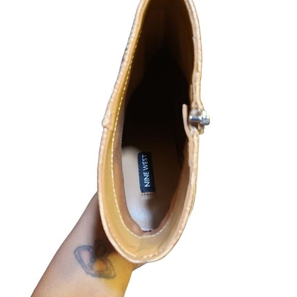 Nine West Nude‎ Embossed Faux Snake Heeled Booties Size 11 - Picture 7 of 11